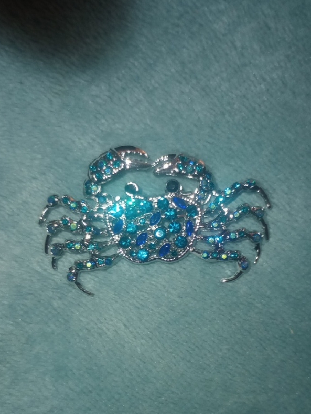 Blue Crystal Crab Brooch